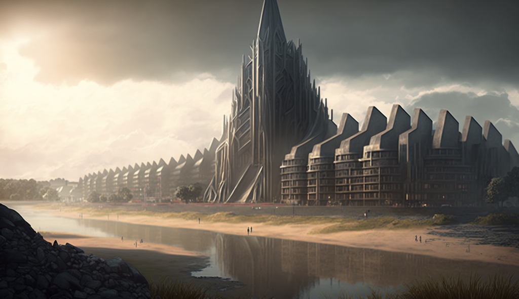 rendering of mixed-use housing in mordor