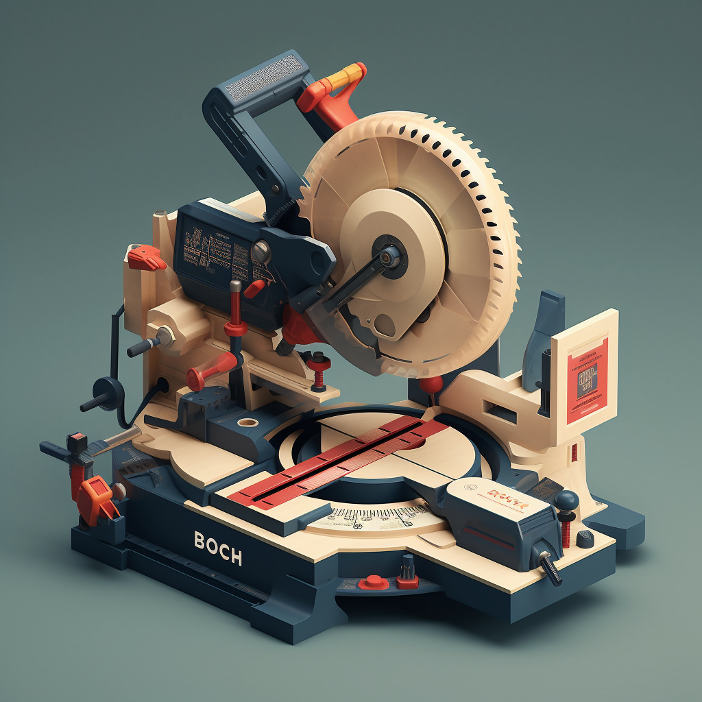 isometric rendering of bosch miter saw created in midjourney ai