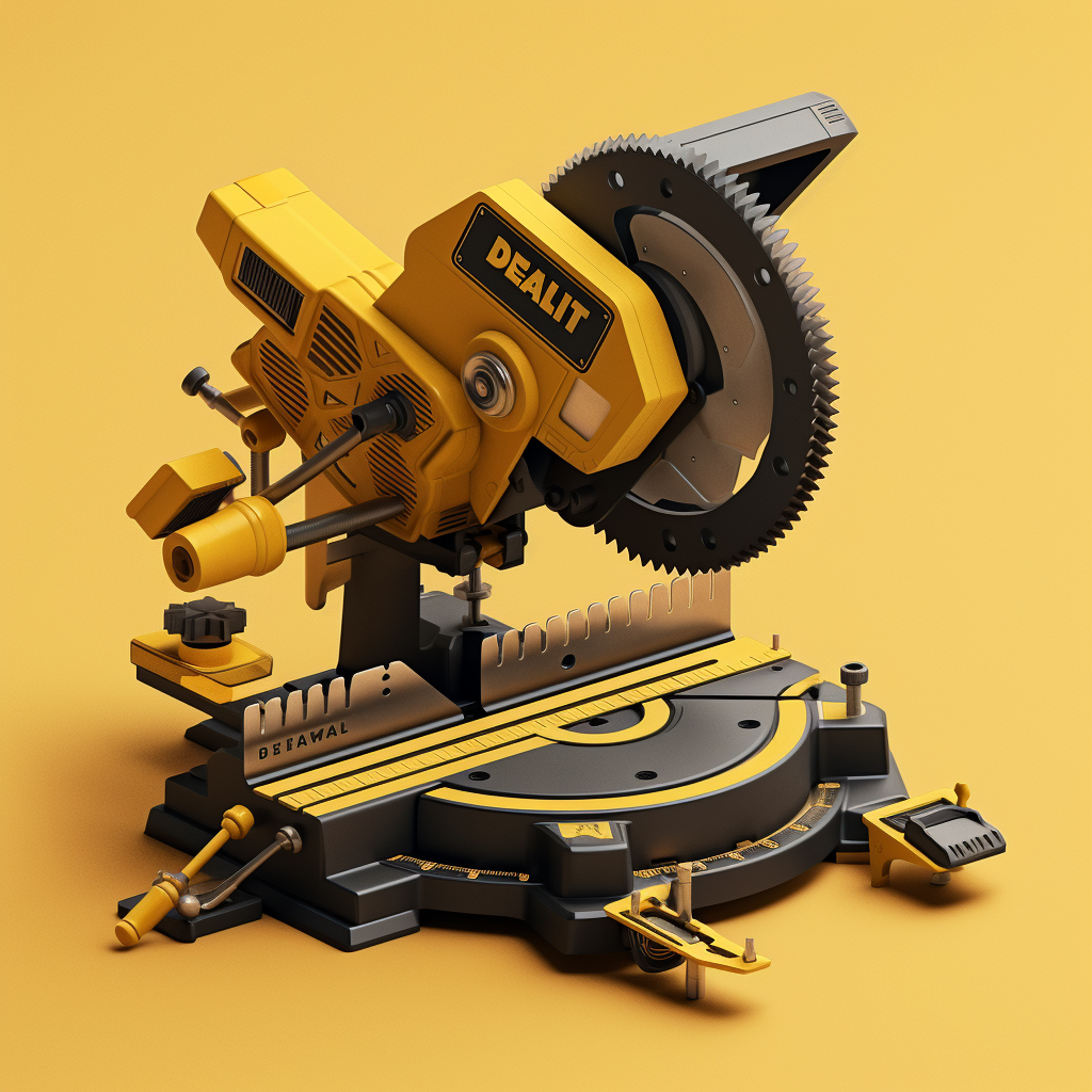 isometric rendering of dewalt miter saw created in midjourney ai