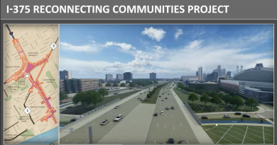 MDOT rendering of a ten-lane boulevard that will replace I-375.