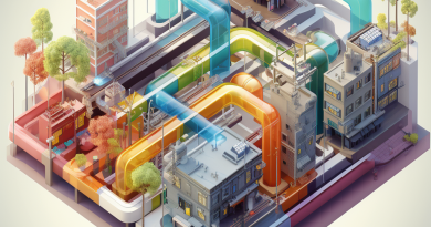 midjourney rendering of a speculative city environment with colorful infrastructure