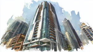 high-rise watercolor