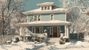 foursquare house in the winter