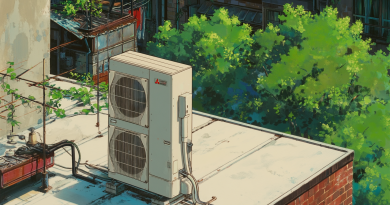 mini split heat pump on a rooftop